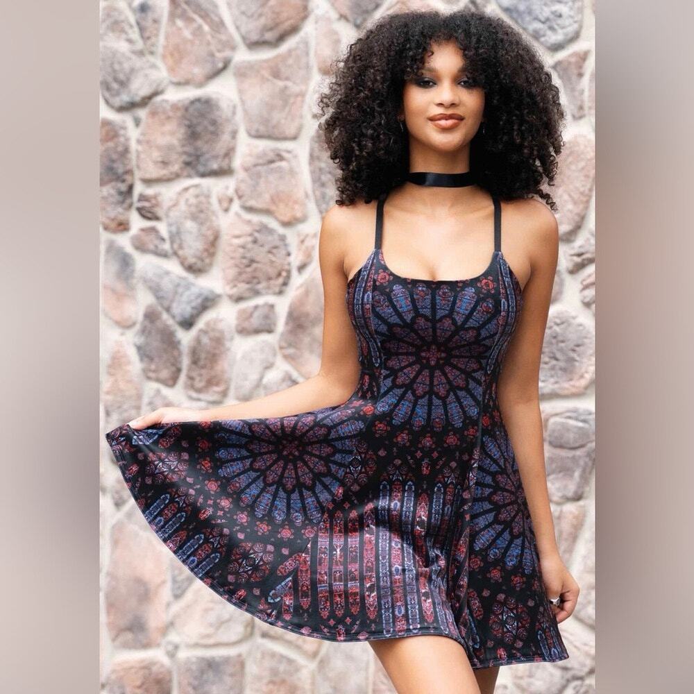 BlackMilk Basilica Of Saint-Denis Velvet Scoop Mini Strappy Dress Medium